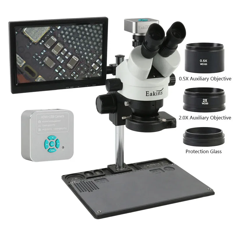 Simul-Focal Industrial Microscope 4K Hdmi - 7X 45X Zoom industriel simul-focal HDMI